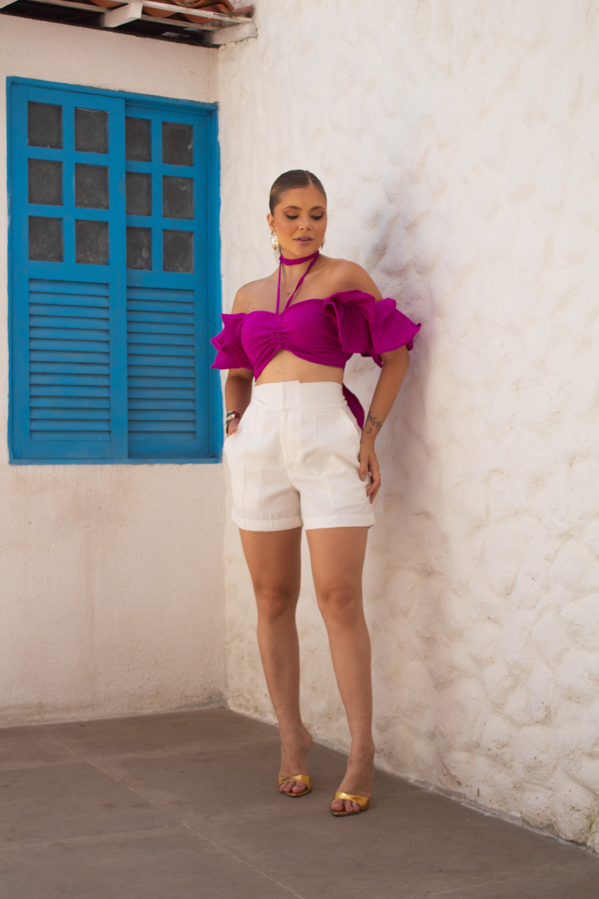 Cropped em Crepe Linho - Ref 4528