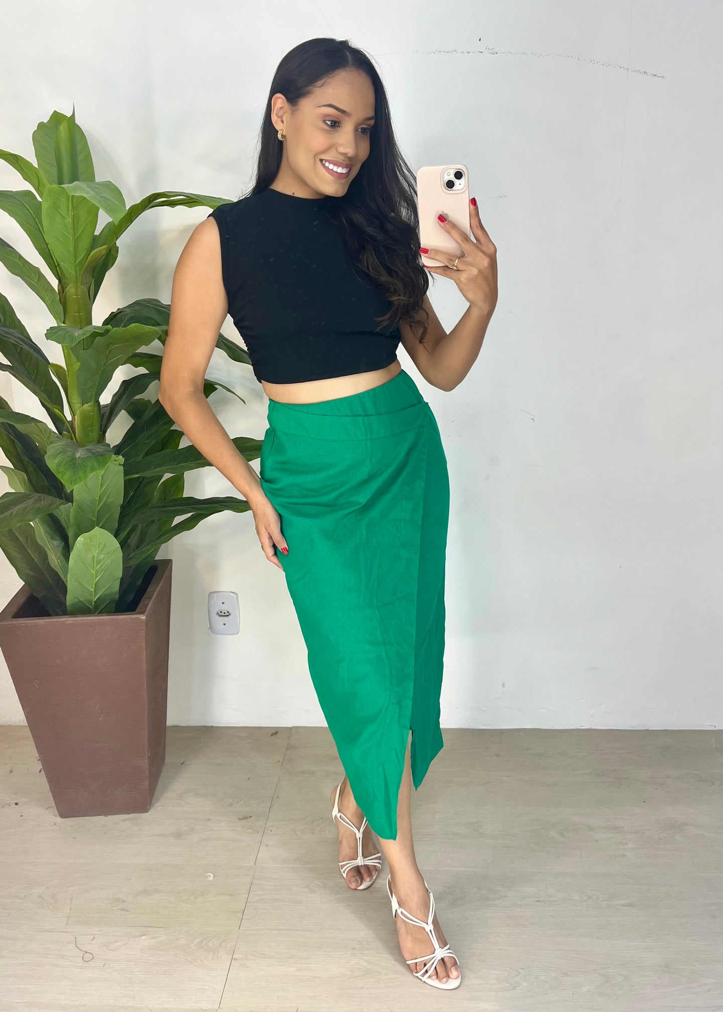 Saia Midi em Linho - Ref 5128