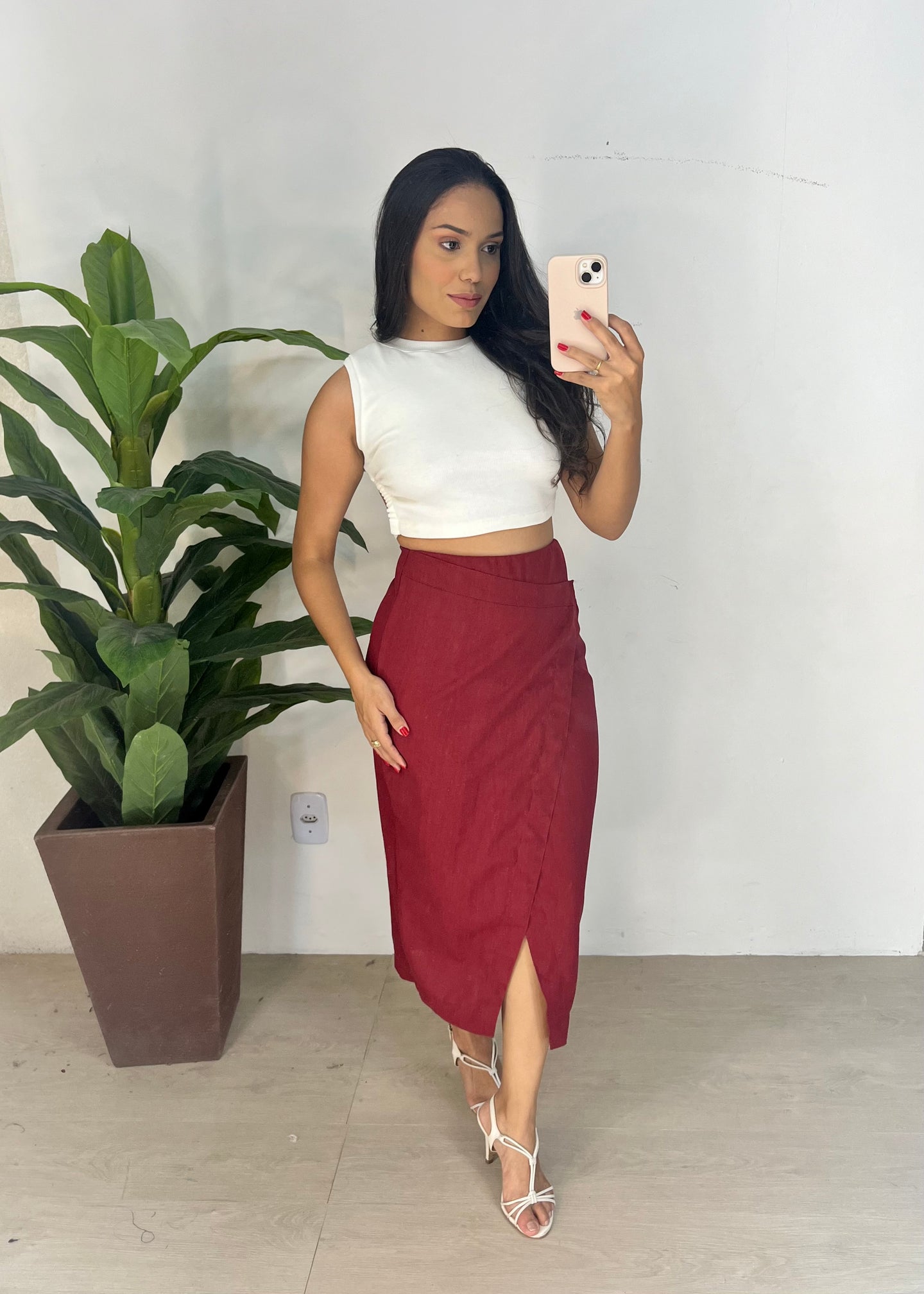 Saia Midi em Linho - Ref 5128