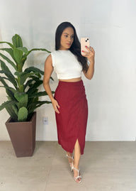 Saia Midi em Linho - Ref 5128