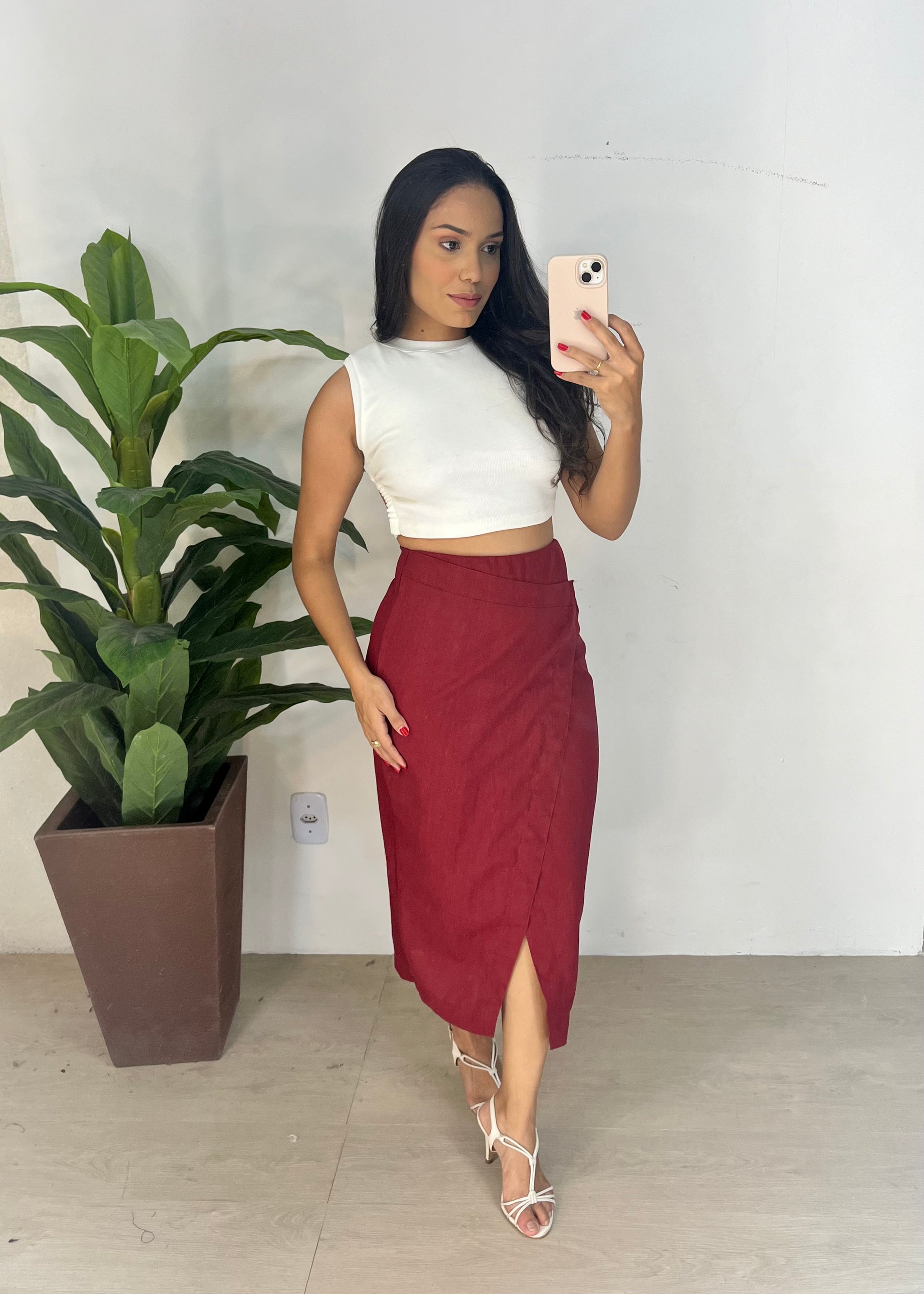 Saia Midi em Linho - Ref 5128