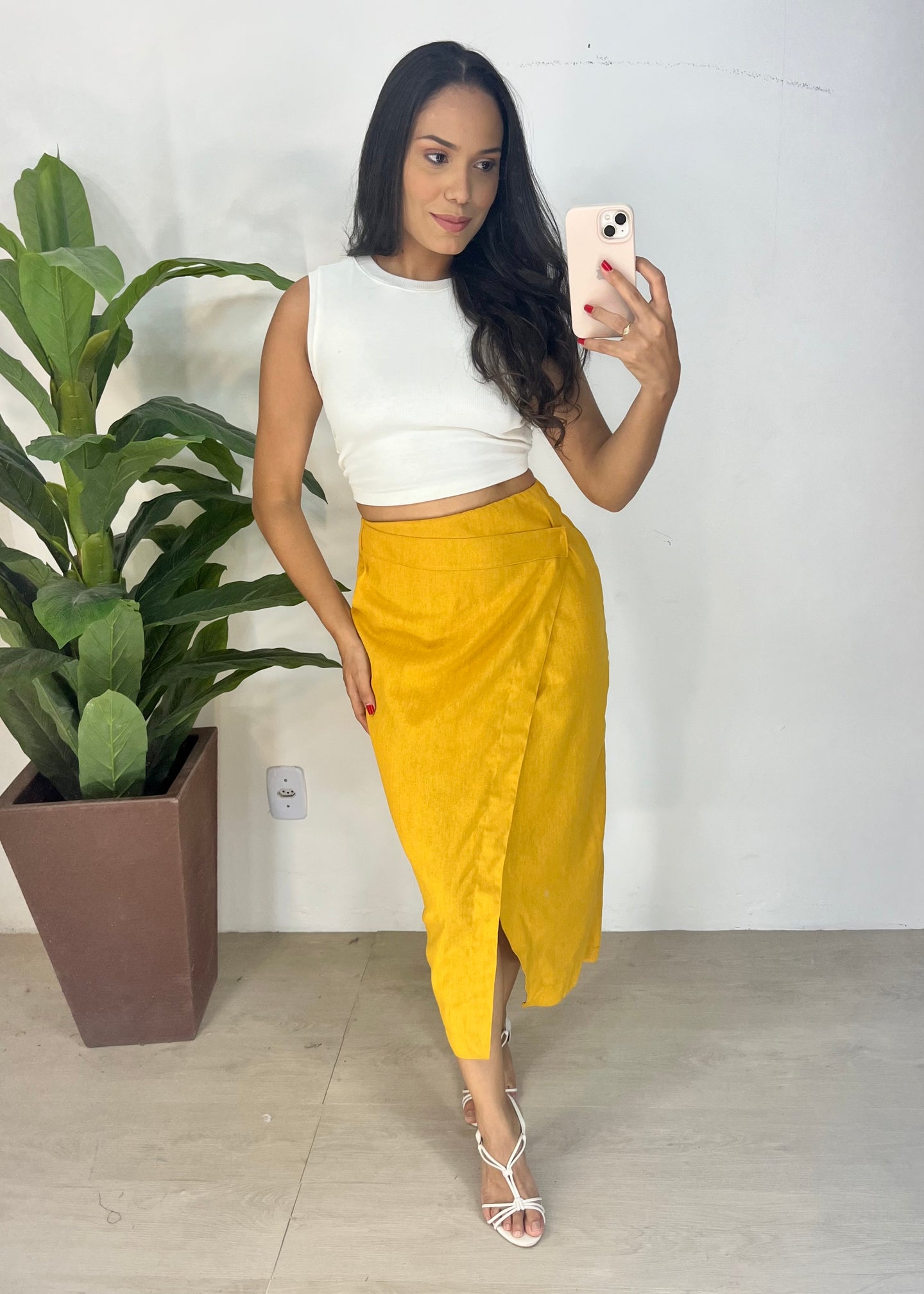 Saia Midi em Linho - Ref 5128