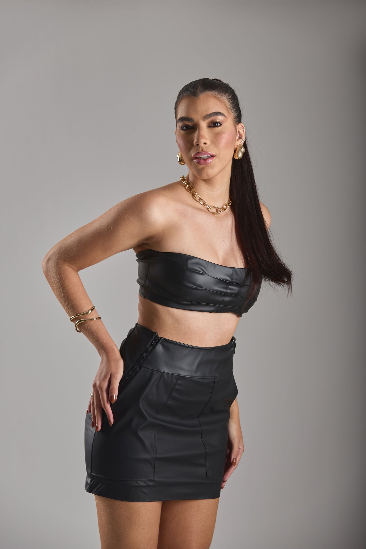 Cropped em Couro Fake - Ref 5316