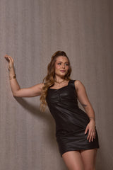 Vestido em Couro Fake - Ref 5475